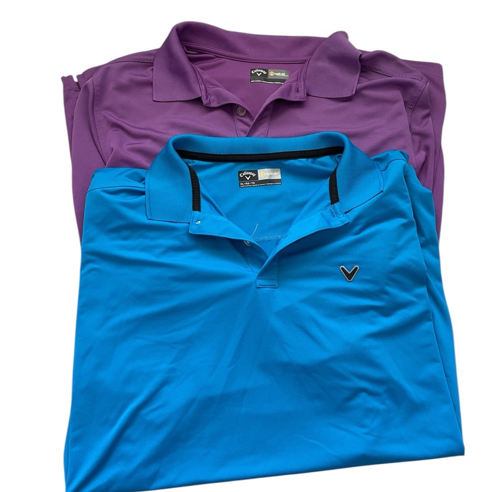 Callaway Men's Polo Shirts in Vibrant Blue and Rich Purple
